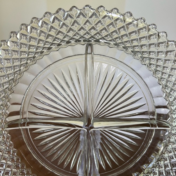 Miss American Divided Clear Glass Plate by Anchor Hocking Relish Dish Condiment - Picture 4 of 11